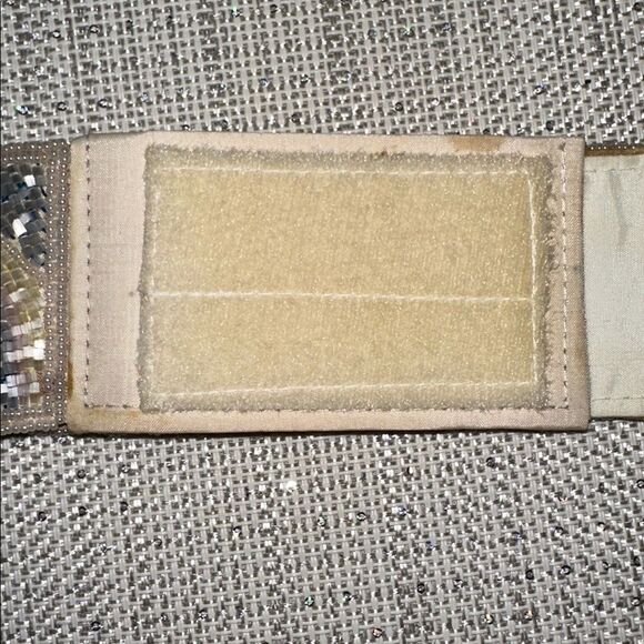 Vintage S Ivory Pink Green Yellow Blue Beaded Pastel Colored Wide Velcro Belt main image 6